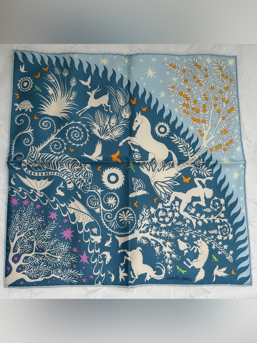 Hermes Sous le Charme d'Orphee Detail scarf 45